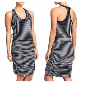 Striped Racerback Tank Dress - Navy and White